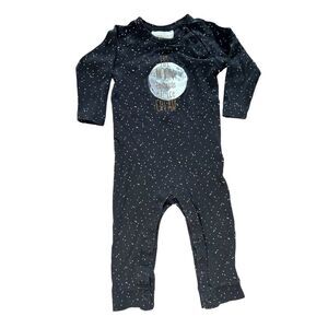 H&M Black Polka Dot "The Moon is Made of Ice Cream" graphic Romper Sz 9-12 Month